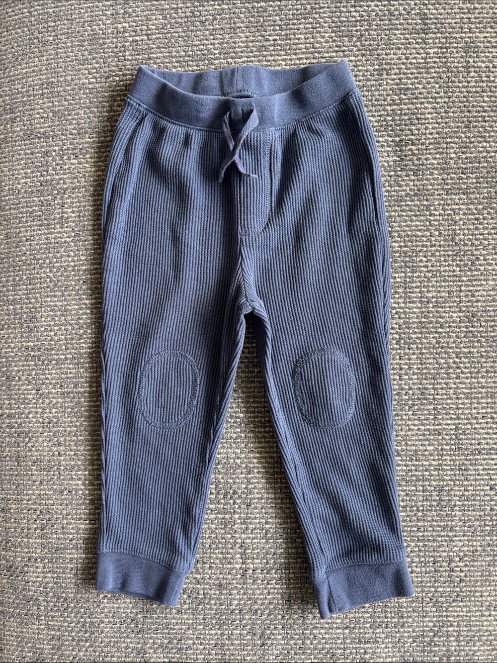 Koala Kids Navy Waffle Joggers w/ Faux Knee Patches & Drawstring Waist | Sz 24M